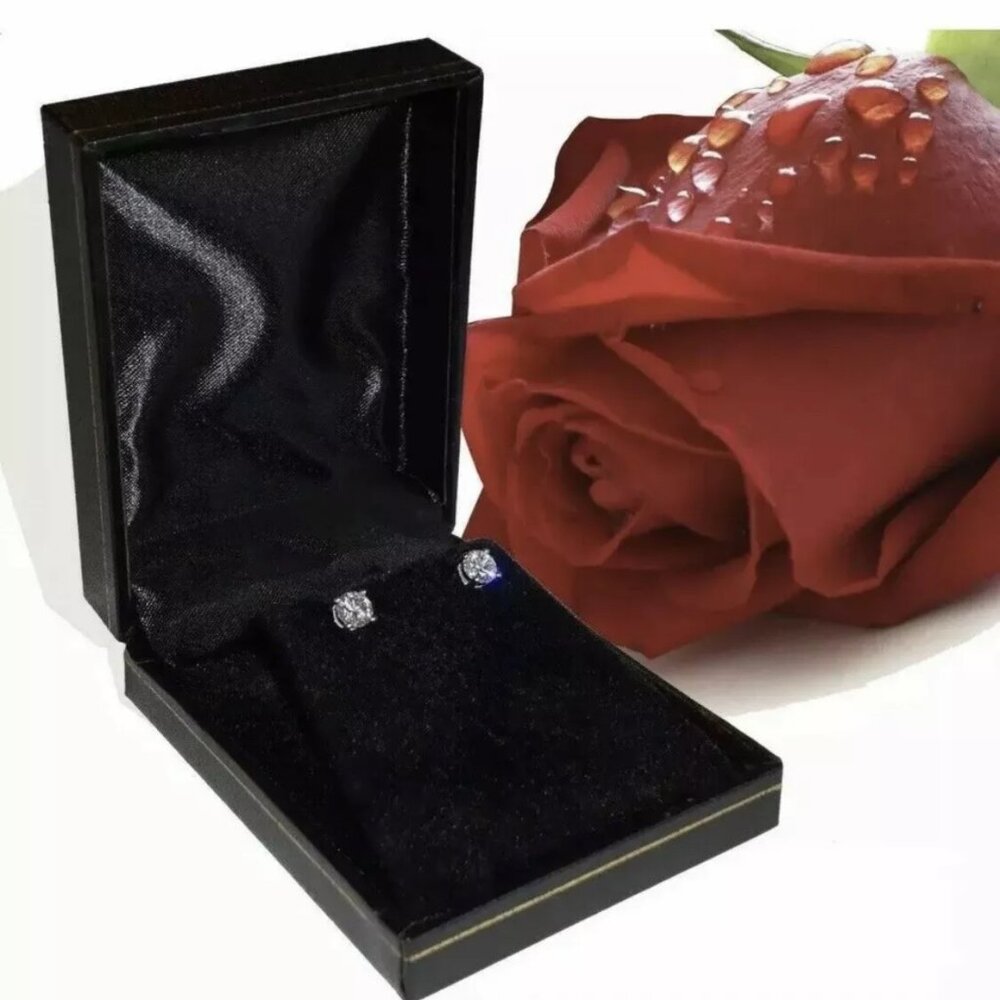 8 CT Round Lab Created Stud Earrings 14K White Gold Diamond  Test Pass. - Picture 7 of 9